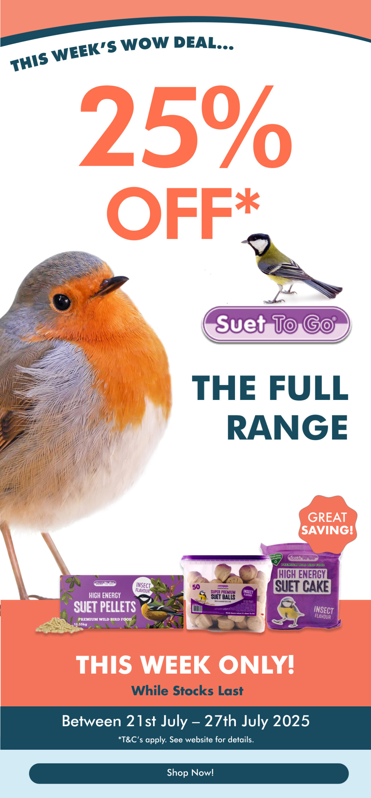 Image showing 25% off suet to go whole range